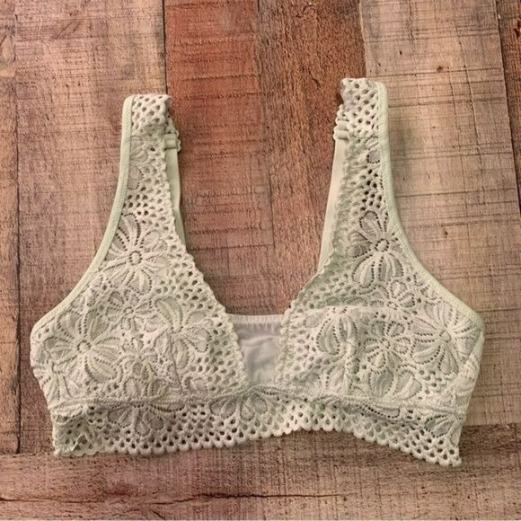 Aerie womens size medium light green lace bralette - Picture 1 of 6